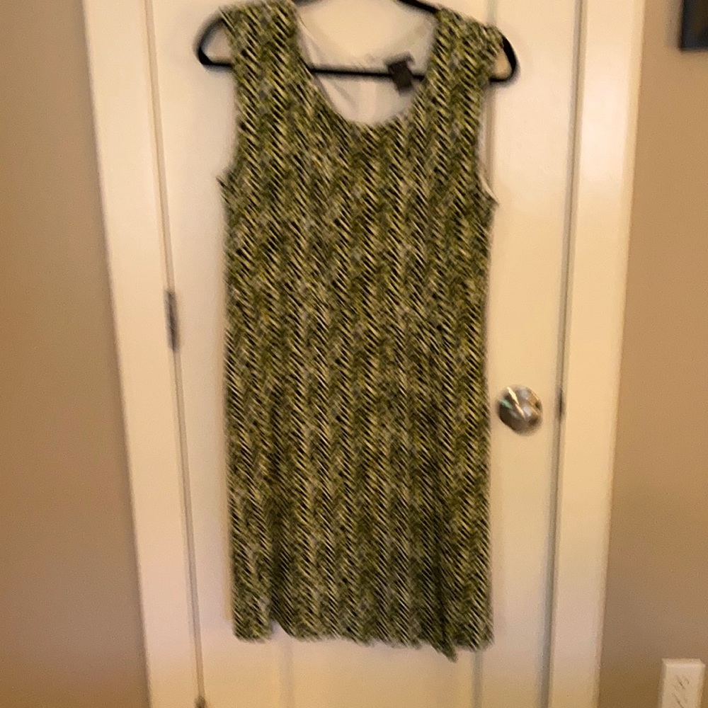 And Taylor black and green print dress size L